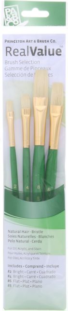 BRUSH SET BRISTLE BRIGHTS & FLATS 4 PACK