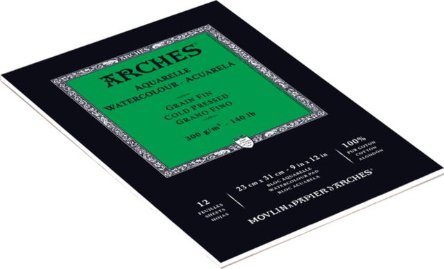 ARCHES WATERCOLOR PAD COLDPRESS 9X12 12/SHEETS