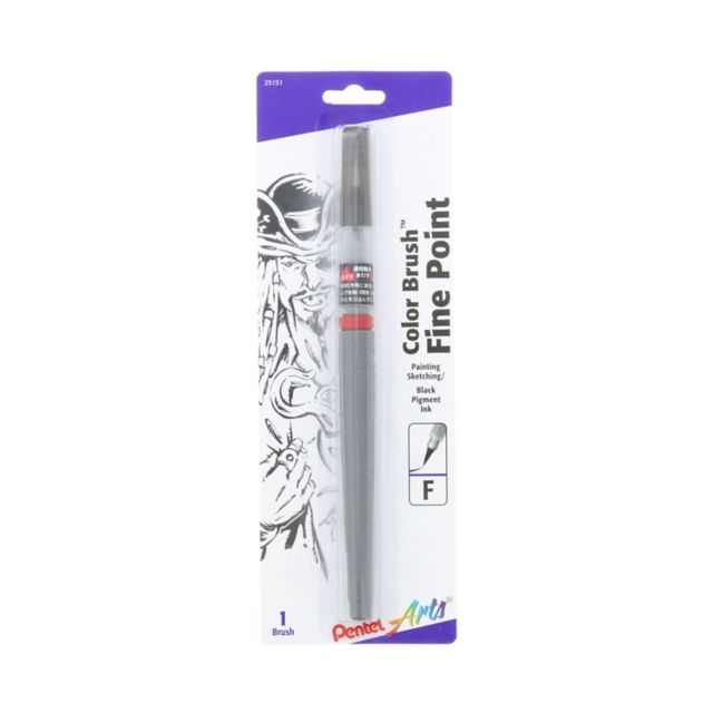 COLOR BRUSH PEN FINE BLACK PIGMENT CARDED