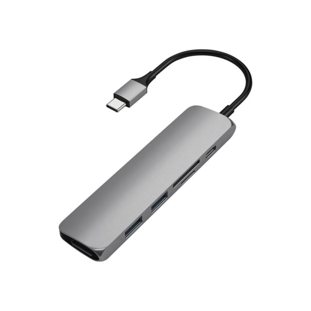 Satechi Slim Aluminum Type-C Multiport Adapter V2, Space Gray - ONLINE ONLY