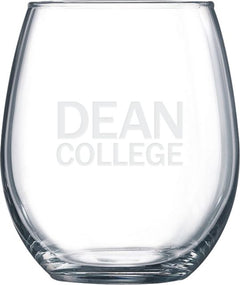 Dean College Libbey Stemless Glass 17oz Primary Mark  Engraved - ONLINE ONLY