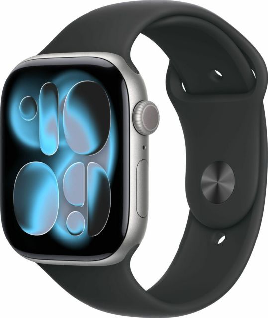 Apple Watch Series 11 GPS 46mm Space Gray Aluminum Case with Black Sport Band - S/M